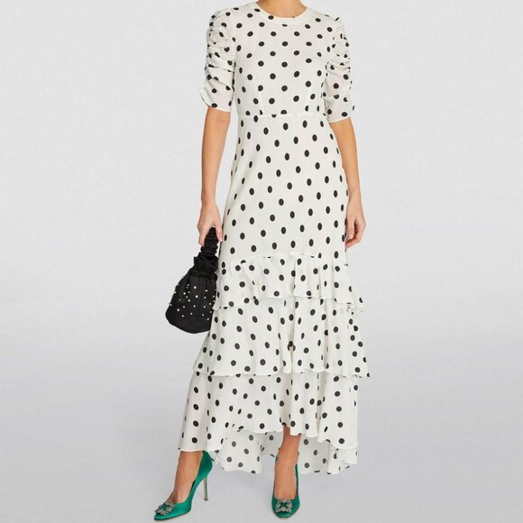 RIXO -- Polka-dot Evelyn Dress in White - Picture 2 of 6